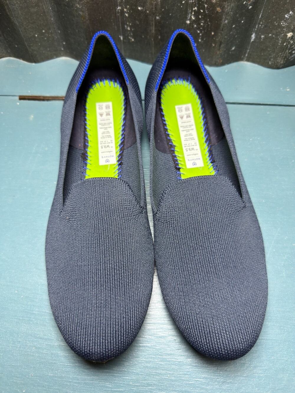Rothy's The Loafer Navy Blue Knit Slip On Flats Womens 9.5 Washable *No Insoles